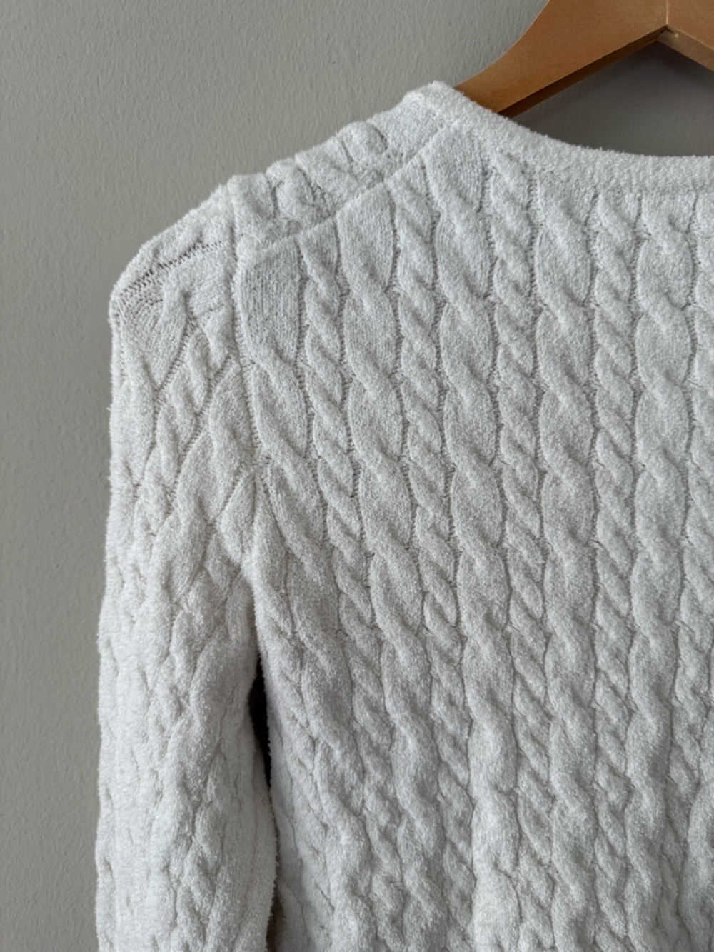 J. Crew - Odette Cable-knit Sweater Lady Jacket in Cotton-blend Bouclé - Ivory - Picture 10 of 13